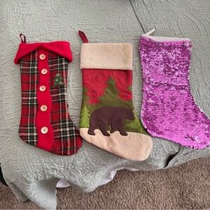 Set of Three Festive Christmas Stockings